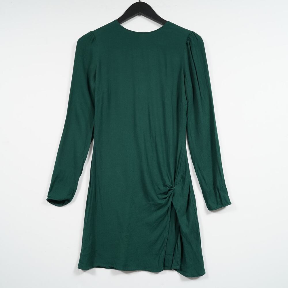 Reformation Lewis Mini Dress 4 Forest Green Long Sleeve Crew Neck Made USA